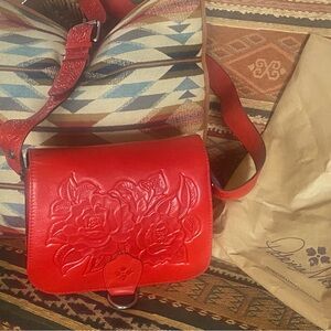 Patricia Nash Rose Tooled Ilina Crossbody Saddle Bag
